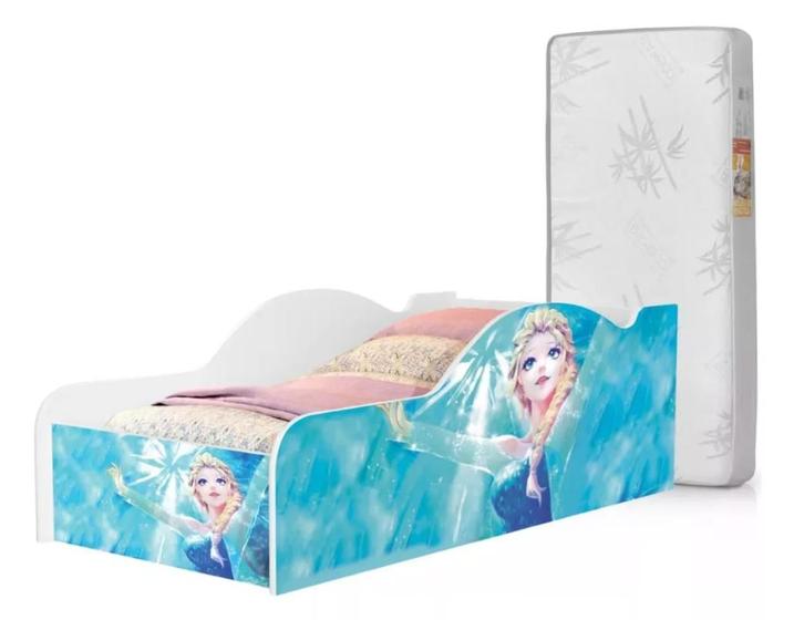Imagem de Cama Carro Infantil Frozen Para Meninas Com Colchão Espuma D20 Branco