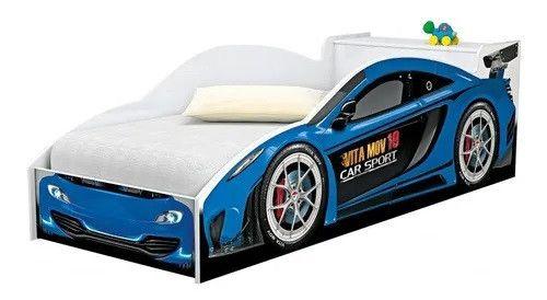 Imagem de Cama Carro Infantil Menina Menino Branco Com Baú Brinquedos Caminha Resistente Prateleiras Casinha Bonecas Grade Elegante Cercado Quarto Bebê Criança