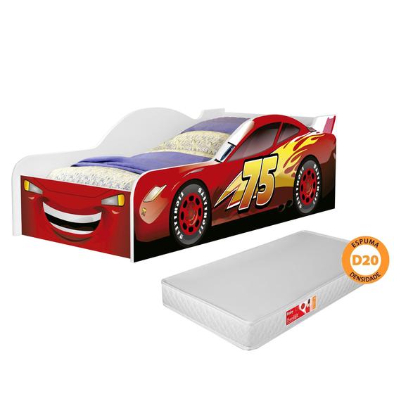 Imagem de Cama Carro Infantil Menino Mcqueen Com Colchão 