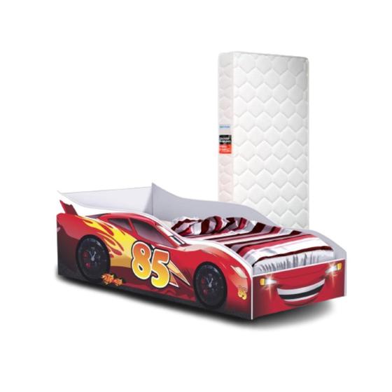 Imagem de Cama Carro Infantil Montessoriano Red 85 Para Quarto De Menino Com Colchão E Proteção Lateral