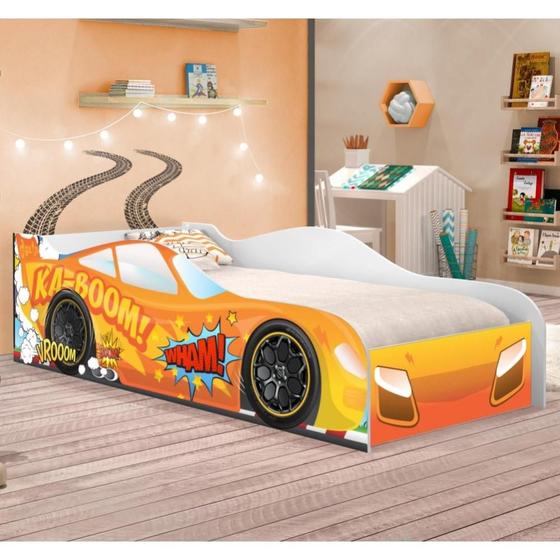 Imagem de Cama Carro Vrooom Laranja Solteiro Com Colchão