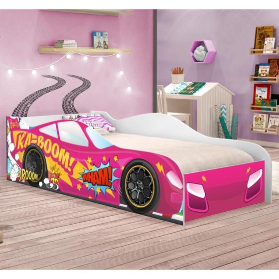 Imagem de Cama Carro Vrooom Pink Solteiro Com Colchão