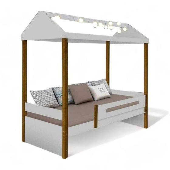 Imagem de Cama Casa Solteiro Sara Branco/Mel com LED
