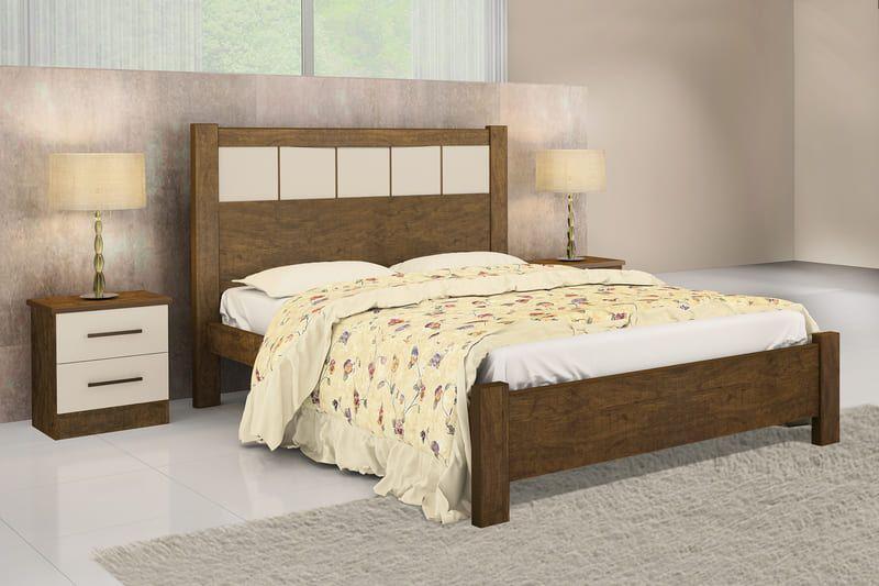 Imagem de Cama Casal 100% MDF - Primícia-Ypê/Off White - Móveis D'Doro