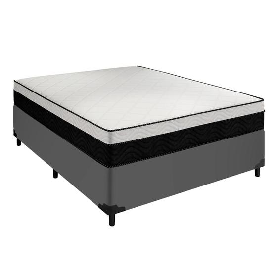 Imagem de Cama Casal Arezzo Black White e Box Cinza Portobel