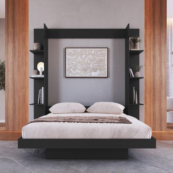 Imagem de Cama Casal Articulável Vertical com Estante 140 Vancouver