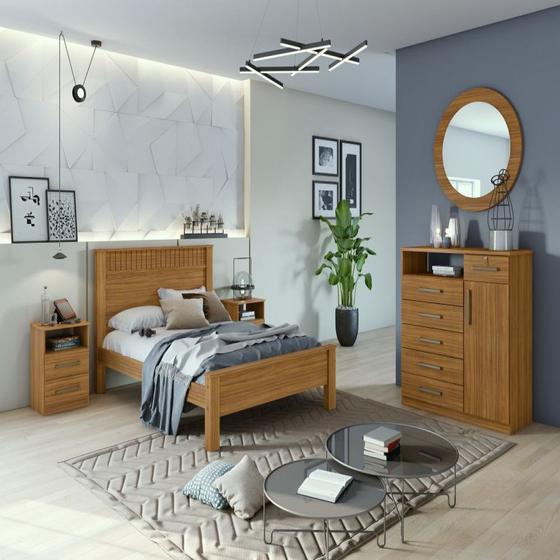 Imagem de Cama Casal Athenas Plus Rovere Naturale Lopas