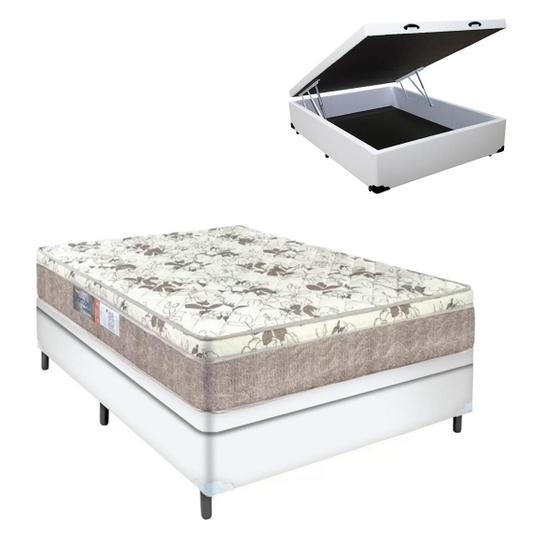 Imagem de Cama Casal Box Baú Branco Colchão Nápoles Turn Free Espuma D33