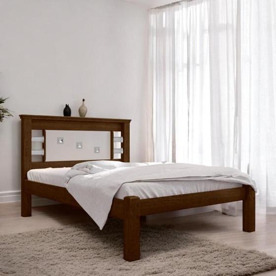 Imagem de Cama Casal com Cabeceira Flex Lavínia Malbec e Off White