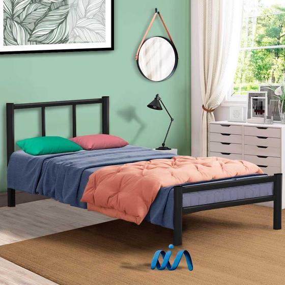 Imagem de Cama Casal De Ferro Tubular Resistente Laís Preto Primoart