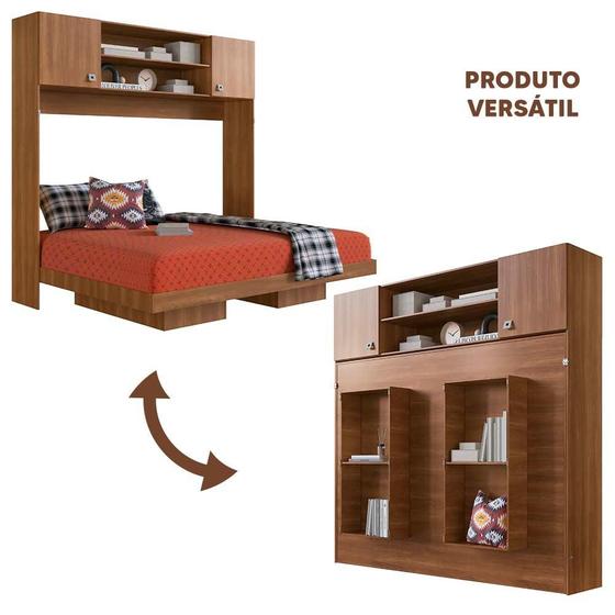 Imagem de Cama Casal Dobrável De Parede Multifuncional Nogal Riku Shop Jm