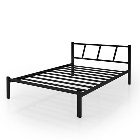 Imagem de Cama Casal Estilo Industrial Aço Preta