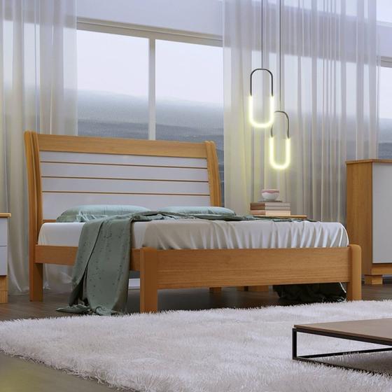 Imagem de Cama Casal Jaspe 100% Mdf Plus Cinamomo/Off White