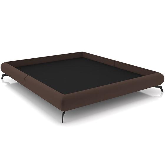 Imagem de Cama Casal King Base Box Pés de Ferro Estilo Industrial 210cm Otto P05 Veludo Marrom - Lyam Decor