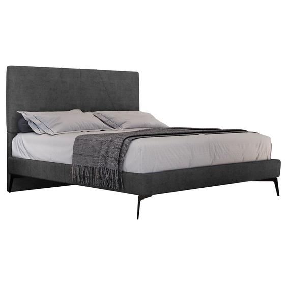 Imagem de Cama Casal King com Cabeceira 199cm Pés Metálicos Elisa S05 Veludo Preto - Mpozenato