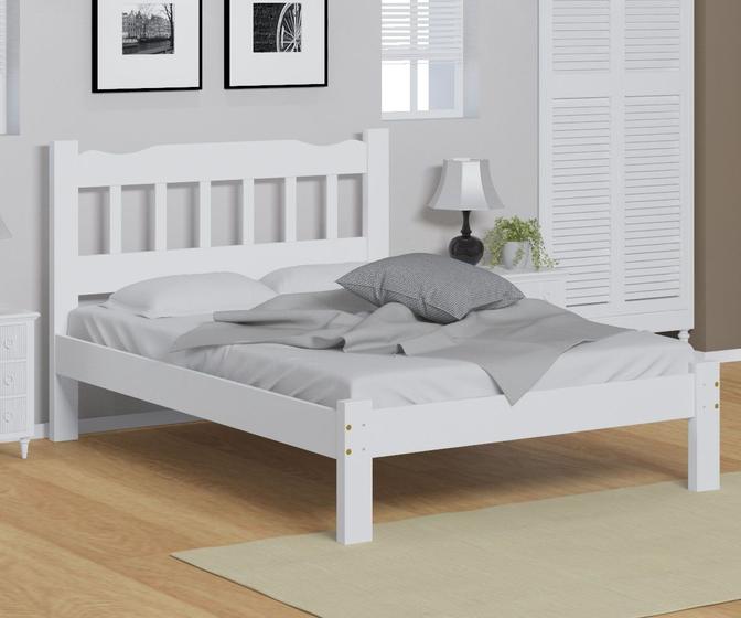 Imagem de Cama casal madeira macica perola branco