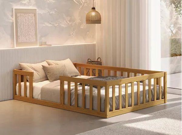 Imagem de Cama Casal Montessoriane Com Grade Nogueira