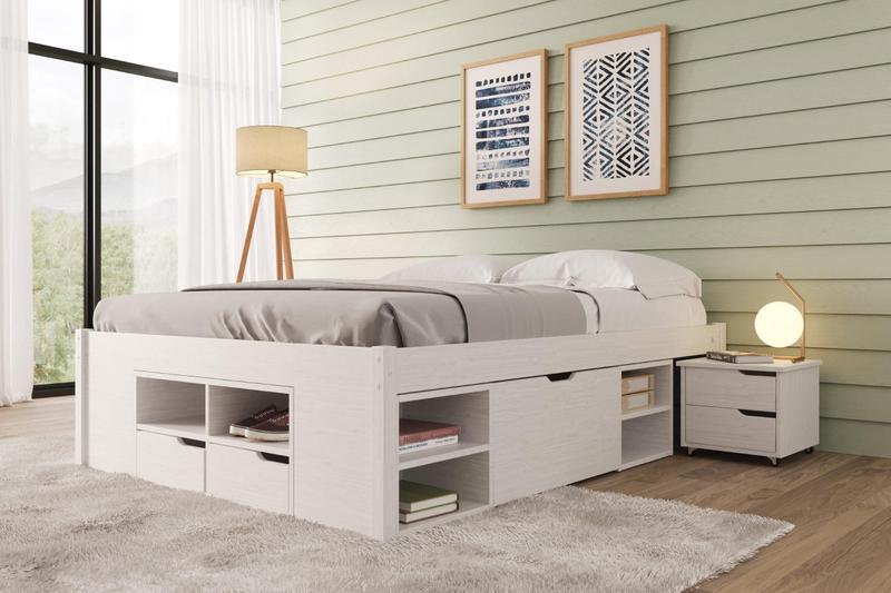Cama Casal Multifuncional Madeira Maciça 6 Gavetas Charme Menor preço em Cama Casal Multifuncional Madeira Maciça 6 Gavetas Charme