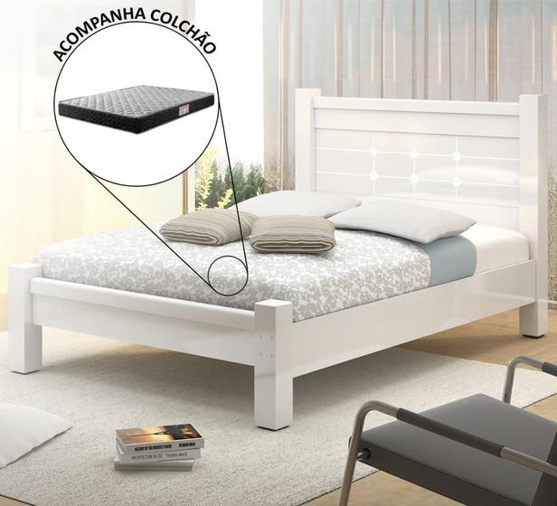 Cama Casal Quarto Imperial C/ Colchão 130 cm Menor preço em Cama Casal Quarto Imperial C/ Colchão 130 cm