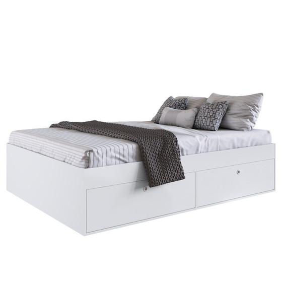 Imagem de Cama Casal Queen 160cm Com 4 Portas Tókio A05 Branco - Mpozenato