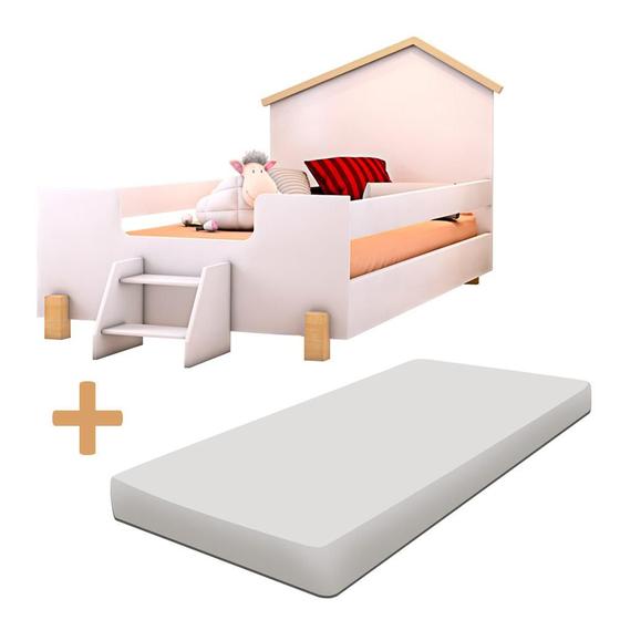 Imagem de Cama Casinha Montessoriana Solteiro Com Colchão Branco Divaloto