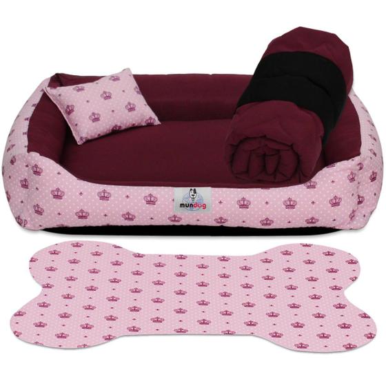 Imagem de Cama casinha pet para cachorro gato kit 04 peças com fundo impermeável tamanho m