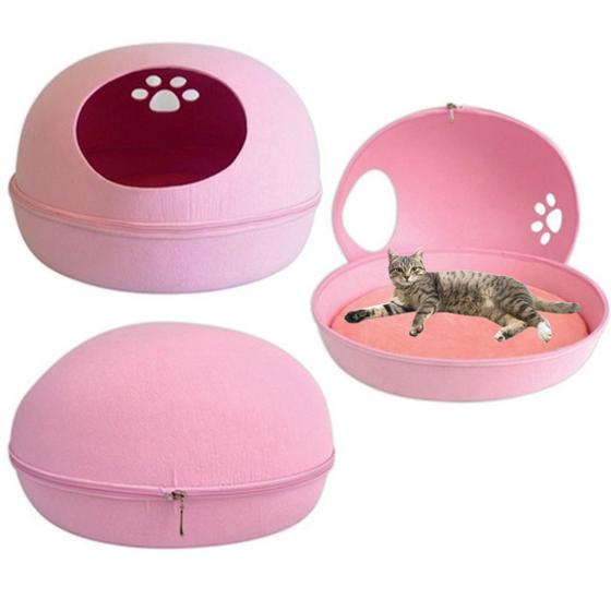 Imagem de Cama Casinha Toca Grande Caminha Casa Para Gatos Pets Com Almofada Super Suspensa Macia Modelo Rede Redinha Redonda Brinquedo