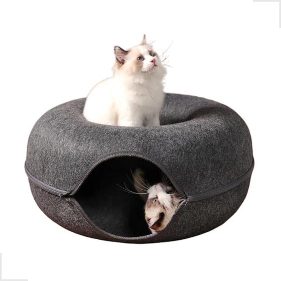 Imagem de Cama Casinha Túnel de Feltro Toca 60x60x26cm para Gatos Cães