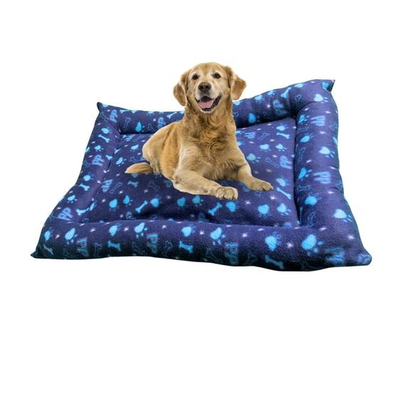 Imagem de Cama colchonete oásis cachorro gato pet quadrada cor azul