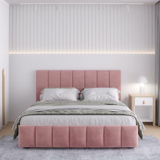 Imagem de Cama com Cabeceira Casal Estofada Uvaia CabeCasa MadeiraMadeira