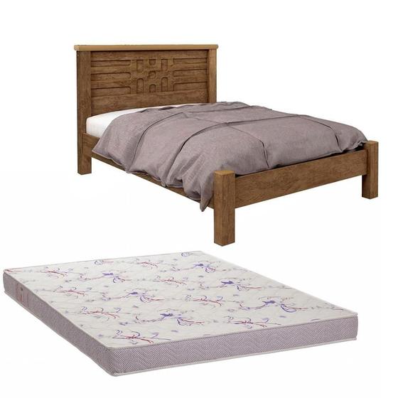 Imagem de Cama Com Colchão Ortobom Casal Anti Ruído 100% MDF Castanho Endesa Shop JM