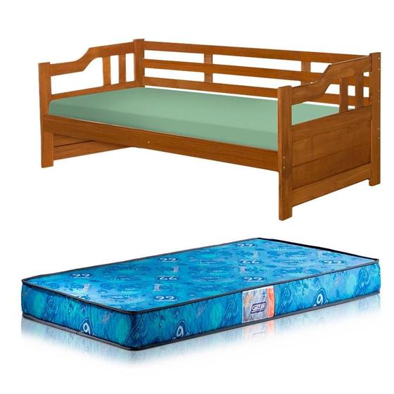 Imagem de Cama De Babá Madeira Maciça Solteiro Castanho Amsterdã Shop JM Com Colchão Gazin