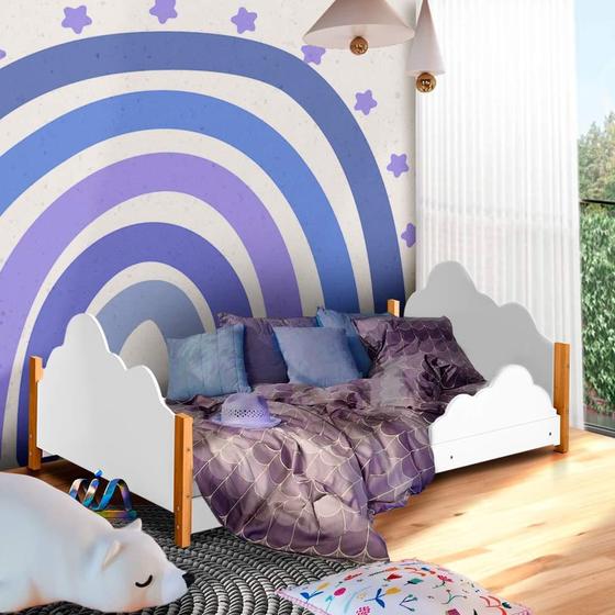 Imagem de Cama De Bebê Montessoriana Grade Nuvem Branco Cloud Shop JM