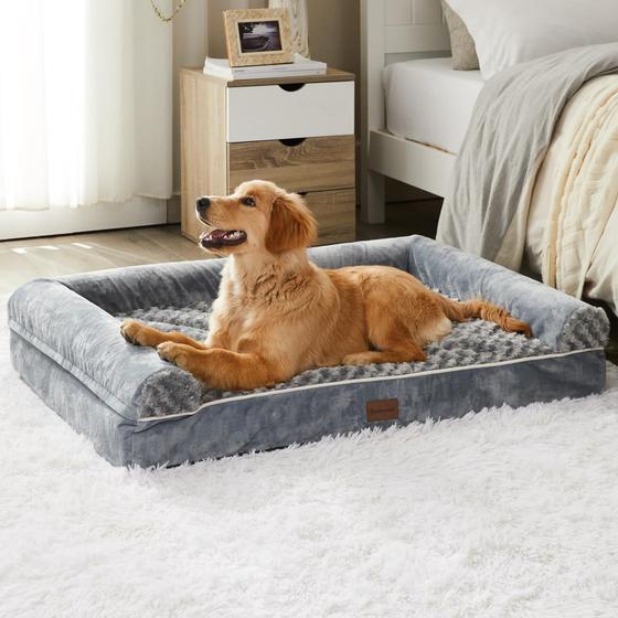 Imagem de Cama de cachorro BFPETHOME Ortopédica para cães grandes com capa lavável