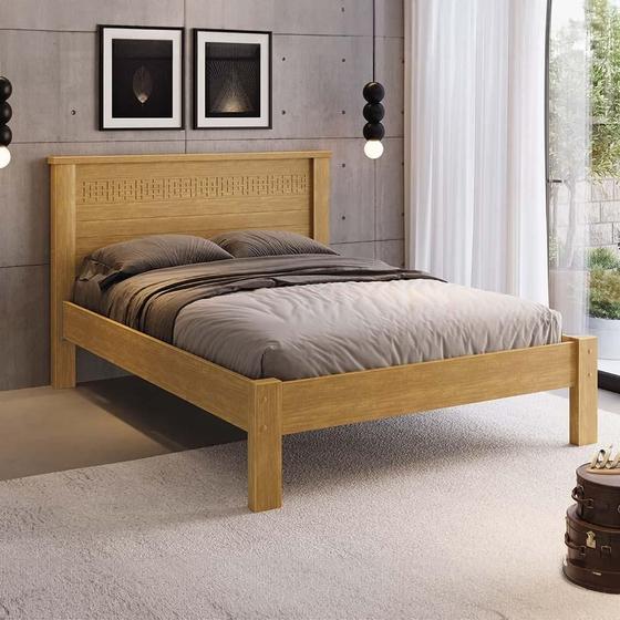 Imagem de Cama De Casal 149x200 Com Cabeceira 100% MDF Cinamomo Dubai Fênix