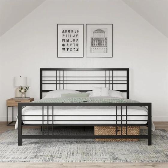 Imagem de CAMA DE CASAL AÇO/FERRO ESTILO INDUSTRIAL MOBBILI CA-04 (Informar cor e tamanho via mensagem após a compra, por gentileza)