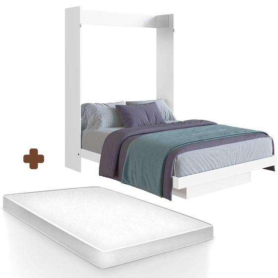 Imagem de Cama De Casal Articulável Com 2 Nichos Branco Com Colchão Riel Shop Jm