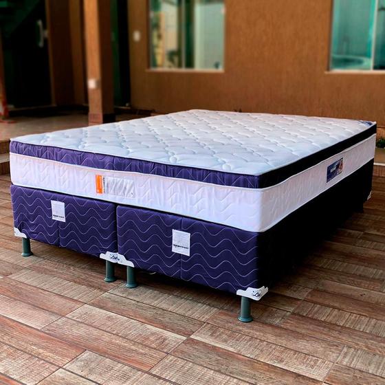 Imagem de Cama de Casal Box Isofort com base dupla King Size Poliéster com molas ensacadas individuais 203x193x70 - Ley Colchões