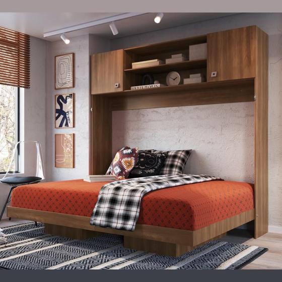 Cama de Casal com Armário Dallas Art In Móveis Marrom Menor preço em Cama de Casal com Armário Dallas Art In Móveis Marrom
