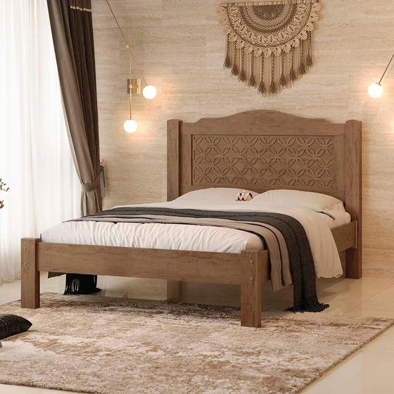 Imagem de Cama De Casal Com Cabeceira 100% MDF Castanho Munique Fênix