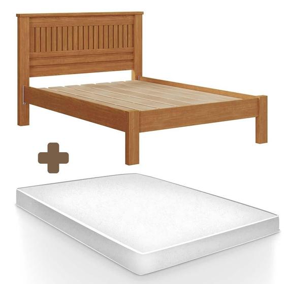 Imagem de Cama De Casal Com Cabeceira 100% MDF Com Colchão Nature Mônaco Fênix