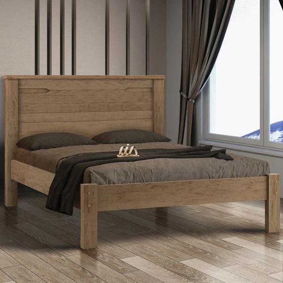 Imagem de Cama De Casal Com Estrado Reforçado Com Colchão Castanho Zuke Shop Jm