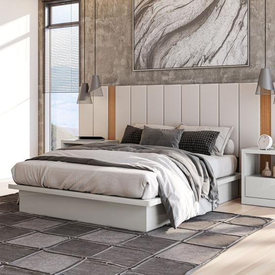 Imagem de Cama de Casal King 100% Mdf Off White - Dalla Costa