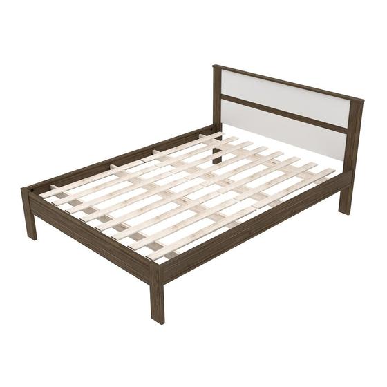 Imagem de Cama de Casal Madeira CM8005 Nogal/Branco - Tecno Mobili