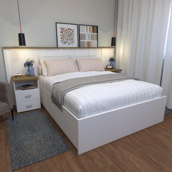 Imagem de Cama de Casal Mista Yescasa 193cm X 144cm X 45cm Branco