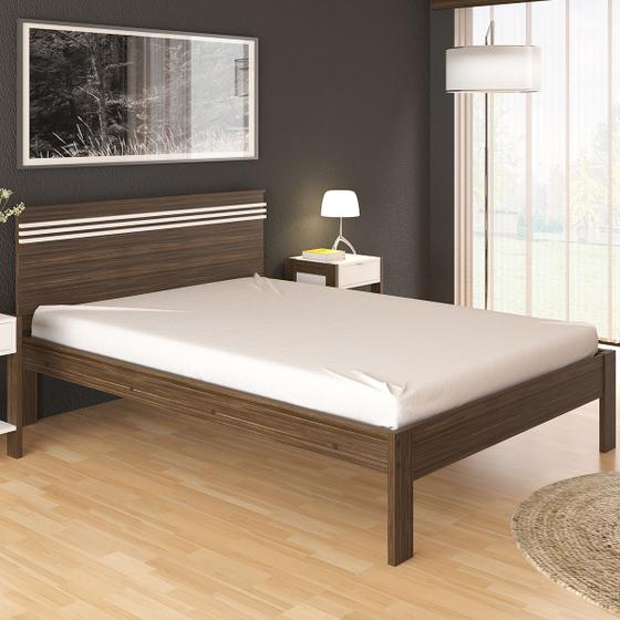 Imagem de Cama de Casal Nogal/Branco Cm8009 - Tecno Mobili