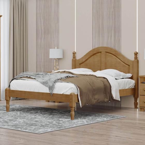 Imagem de Cama de Casal Queen 214cm x 170cm com pés torneados Freijó Ouro Madeira Pinus - Finestra