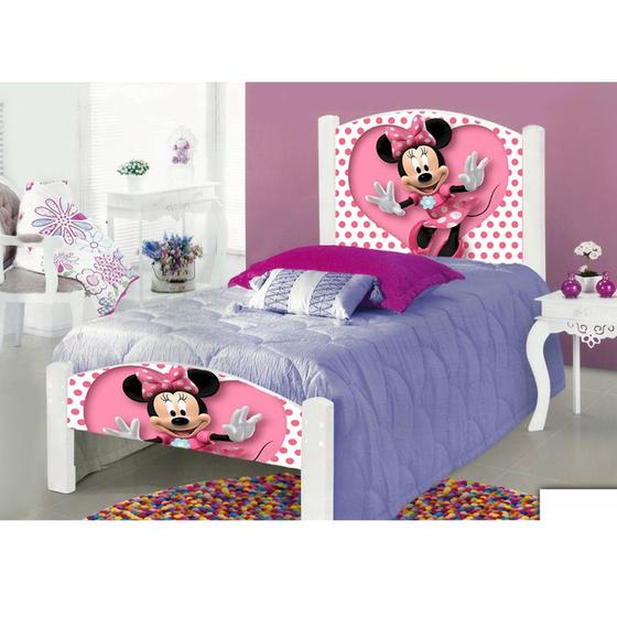 Imagem de Cama de Criança Solteiro Infantil Adesivada Ratinha com Grade de Proteção