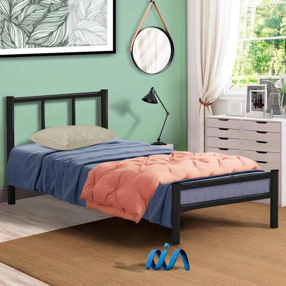 Imagem de Cama De Ferro Tubular Solteiro 88 Resistente Laís Preto Primoart