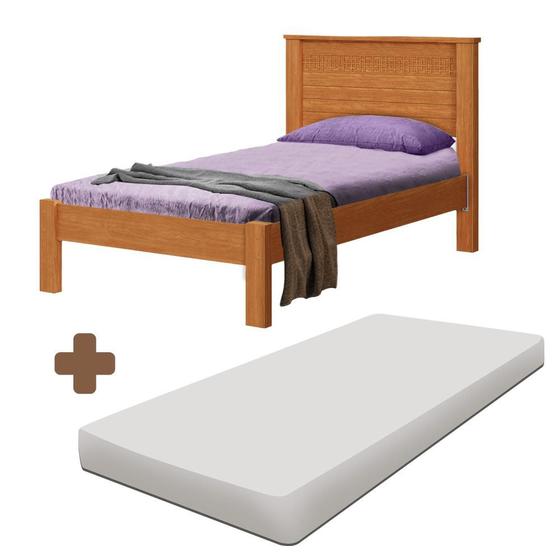 Imagem de Cama De Solteiro 99x200 Com Cabeceira 100% MDF Com Colchão Nature Dubai Fênix